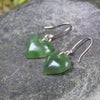 Heart Earrings carved from Hapopo Pounamu - NZ Greenstone