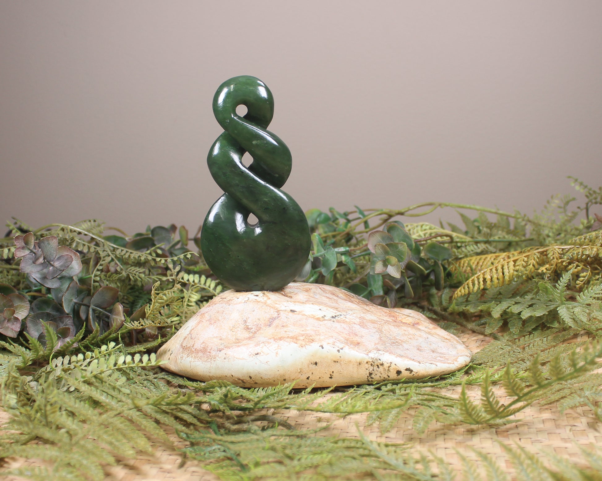 Twist Sculpture carved from Kawakawa Pounamu - NZ Greenstone