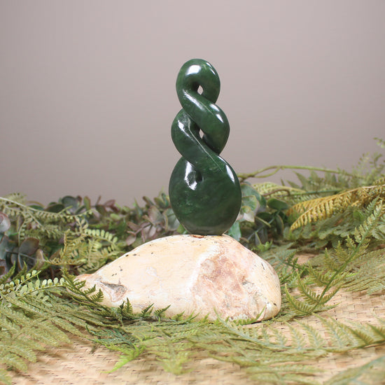 Twist Sculpture carved from Kawakawa Pounamu - NZ Greenstone