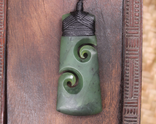 Toki or Adze with Koru carved from Hapopo Pounamu - NZ Greenstone