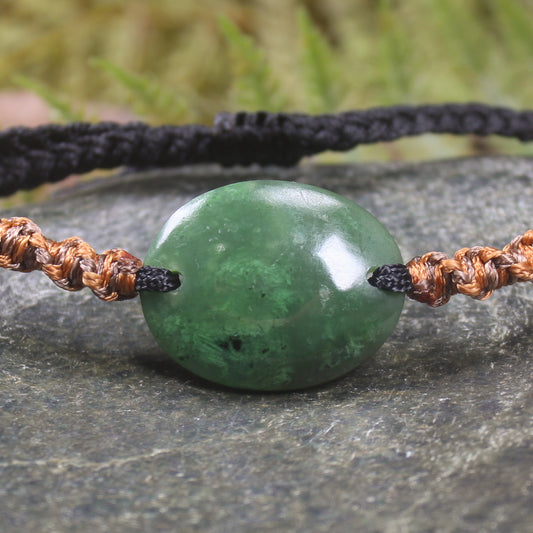 Adjustable cord bracelet with Hapopo Pounamu