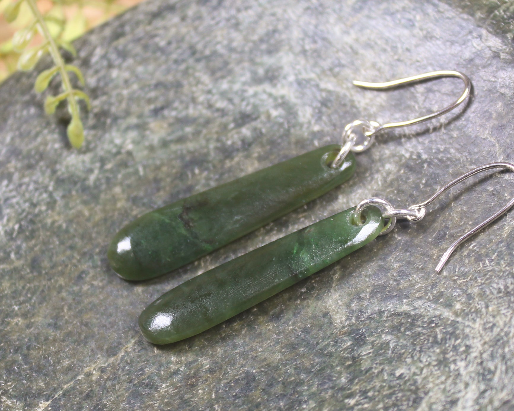Roimata or Teardrop earrings carved from Rimu Pounamu - NZ Greenstone
