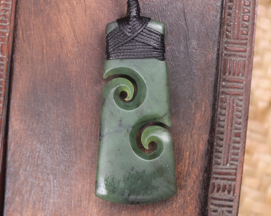 Toki or Adze with Koru carved from Hapopo Pounamu - NZ Greenstone