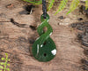 NZ Greenstone Small Koru Twist Pendant (AW942) Hapopo Pounamu