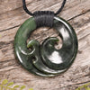 NZ Greenstone Medium Koru Pendant (BE221) Rimu Pounamu