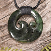 NZ Greenstone Medium Koru Pendant (BE221) Rimu Pounamu