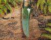 NZ Greenstone Medium Niho Taniwha Tooth Pendant (BE587) Hapopo Pounamu