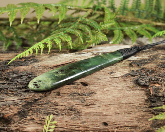 NZ Greenstone Large Roimata Pendant (BE601) Hapopo Pounamu