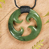 NZ Greenstone Medium Koru Pendant (BH722) Hapopo Pounamu