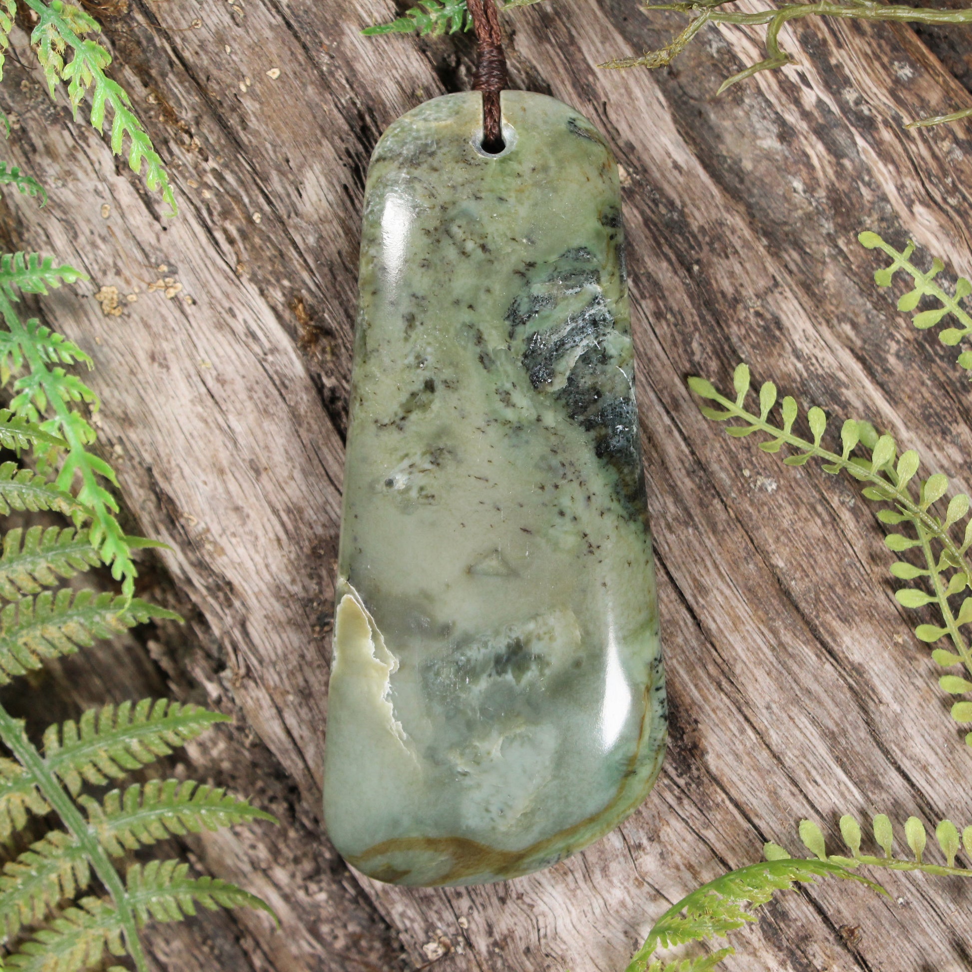 NZ Greenstone XLarge Toki Pendant Hapopo Pounamu