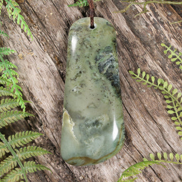 NZ Greenstone XLarge Toki Pendant Hapopo Pounamu