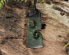 NZ Greenstone Medium Toki with Koru Pendant (BH968) Rimu Pounamu