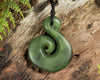 NZ Greenstone Medium Koru Pendant (BK491) Hapopo Pounamu