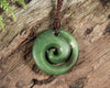 NZ Greenstone Small Koru Pendant (BK579) Hapopo Pounamu