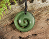 NZ Greenstone Small Koru Pendant (BK589) Hapopo Pounamu