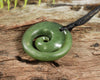 NZ Greenstone Small Koru Pendant (BK589) Hapopo Pounamu
