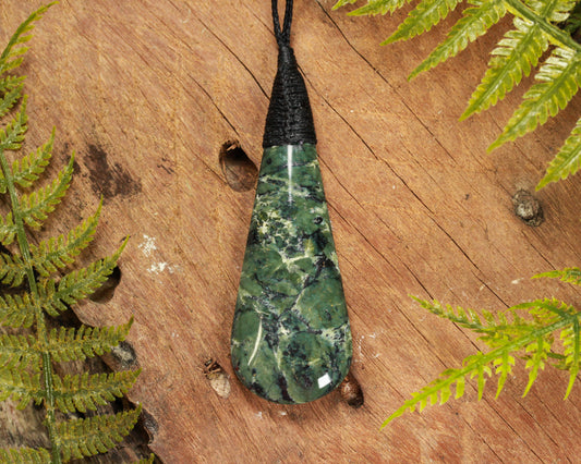 NZ Greenstone Large Roimata Pendant (BM029) Douglas Creek Pounamu
