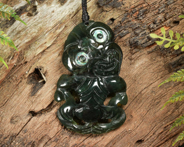 NZ Greenstone Medium Hei Tiki Pendant (BM065) Tangiwai Pounamu