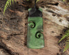 NZ Greenstone Large Toki with Koru Pendant (BM106) Hapopo Pounamu