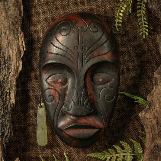 NZ Wood Wheku Mask Sculpture (BM198)