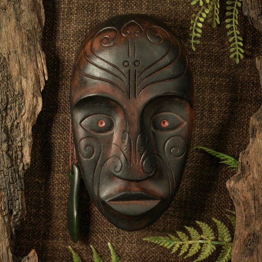 NZ Wood Wheku Mask Sculpture (BM199)