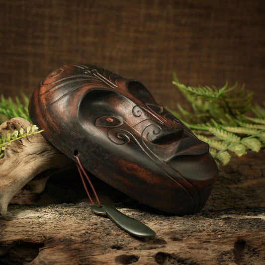 NZ Wood Wheku Mask Sculpture (BM199)