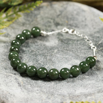 NZ Greenstone Beaded Bracelet (BM422) Kawakawa Pounamu
