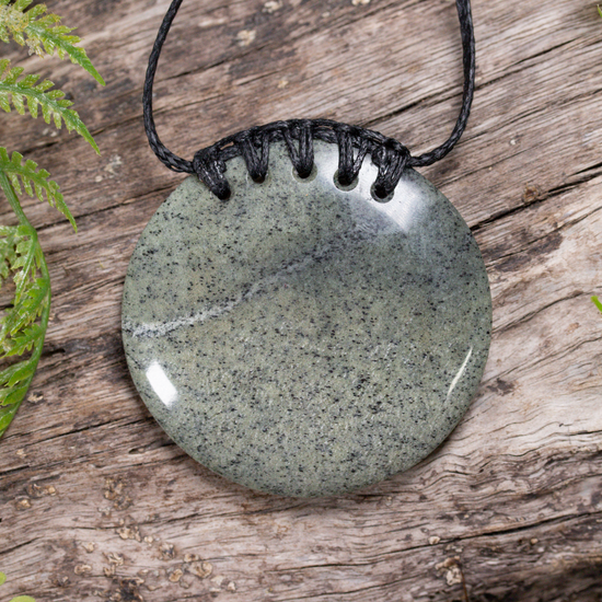 NZ Serpentine Medium Porowhita with Koru Pendant