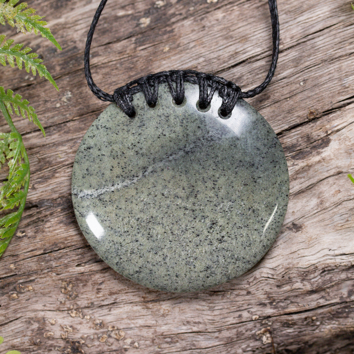 NZ Serpentine Medium Porowhita with Koru Pendant