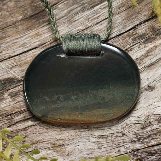 NZ Greenstone Small Kōuma Breastplate Pendant (BM668) Kawakawa Pounamu