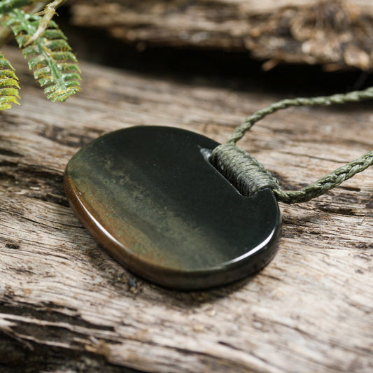 NZ Greenstone Small Kōuma Breastplate Pendant (BM668) Kawakawa Pounamu