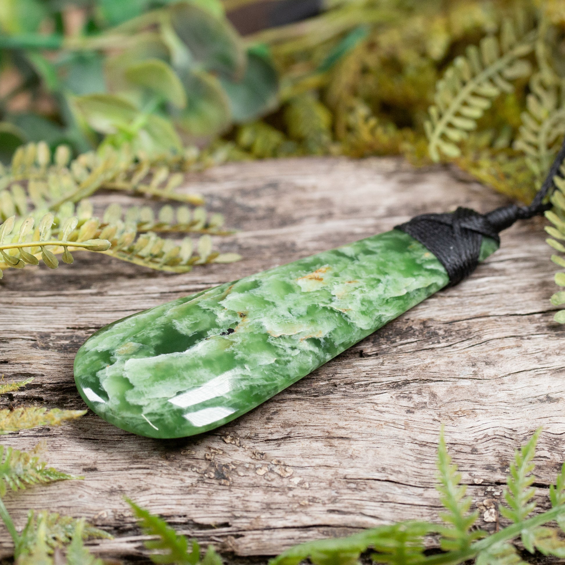 NZ Greenstone Large Roimata Pendant Flower Jade Pounamu