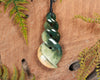 NZ Greenstone Large Twist Pendant (BM933) Flower Jade Pounamu