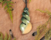 NZ Greenstone Large Twist Pendant (BM933) Flower Jade Pounamu