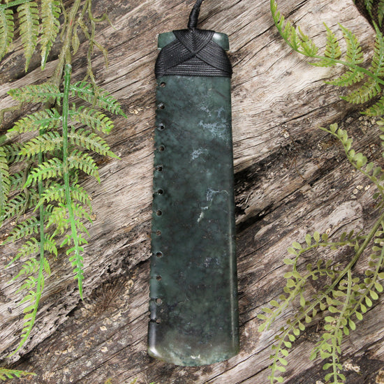 NZ Greenstone XXLarge Toki Pendant Rimu Pounamu