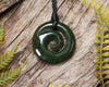 NZ Greenstone Small Koru Pendant (BN166) Kawakawa Pounamu
