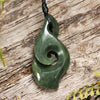 NZ Greenstone Medium Koru Twist Pendant (BN194) Hapopo Pounamu