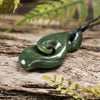 NZ Greenstone Medium Koru Twist Pendant (BN194) Hapopo Pounamu