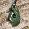 NZ Greenstone Medium Koru Twist Pendant (BN194) Hapopo Pounamu