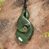 NZ Greenstone Medium Koru Twist Pendant (BN199) Hapopo Pounamu