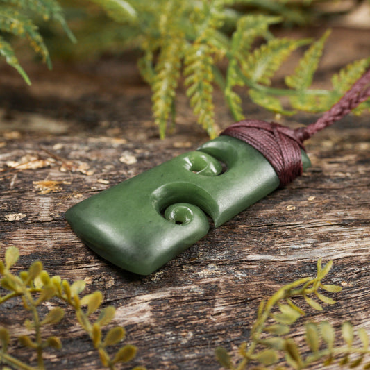 NZ Greenstone Medium Toki with Koru Pendant (BN207) Hapopo Pounamu