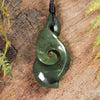 NZ Greenstone Medium Koru Twist Pendant (BN437) Hapopo Pounamu