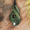 NZ Greenstone Medium Koru Twist Pendant (BN437) Hapopo Pounamu