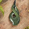 NZ Greenstone Medium Koru Twist Pendant (BN490) Hapopo Pounamu