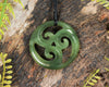 NZ Greenstone Medium Koru Pendant (BN662) Hapopo Pounamu