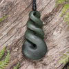 NZ Greenstone Medium Twist Pendant Rimu Pounamu
