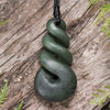 NZ Greenstone Medium Twist Pendant Rimu Pounamu