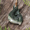 NZ Greenstone Small Hei Matau Pendant Flower Jade Pounamu