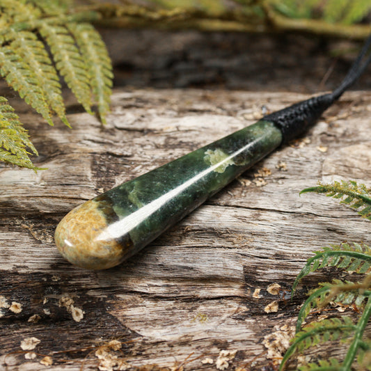 NZ Greenstone Large Roimata Pendant (BT393) Flower Jade Pounamu