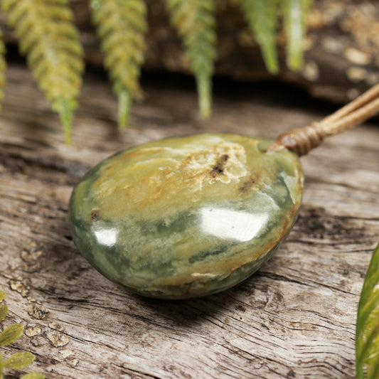 NZ Greenstone Small Freeform Roimata Pendant (BT707) Flower Jade Pounamu